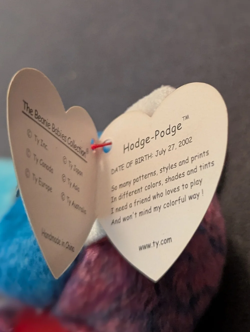 Ty Beanie Baby Hodge-Podge the Dog - 2002 Retired Rare Multi-Color Patchwork - Picture 10 of 10